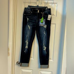 Indigo Rein Dark Blue Distressed Skinny Jeans-NWT